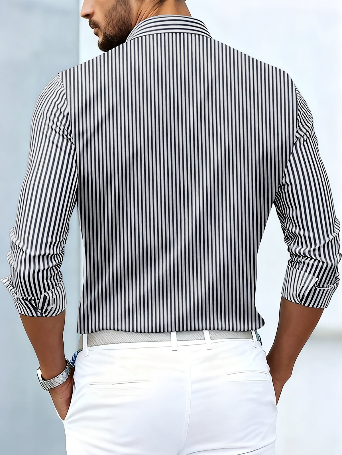 Men's Vintage Striped Long Sleeve Shirt