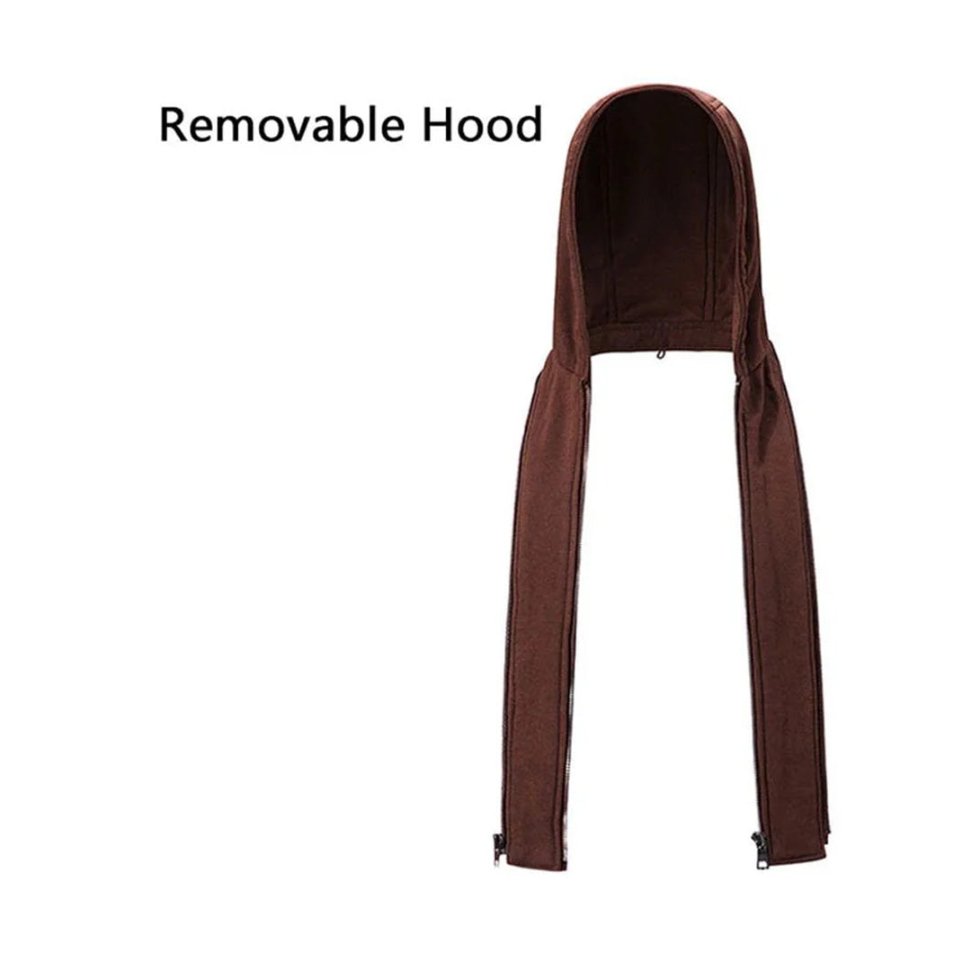 Men's Vegan Leather Jacket with Removable Hood