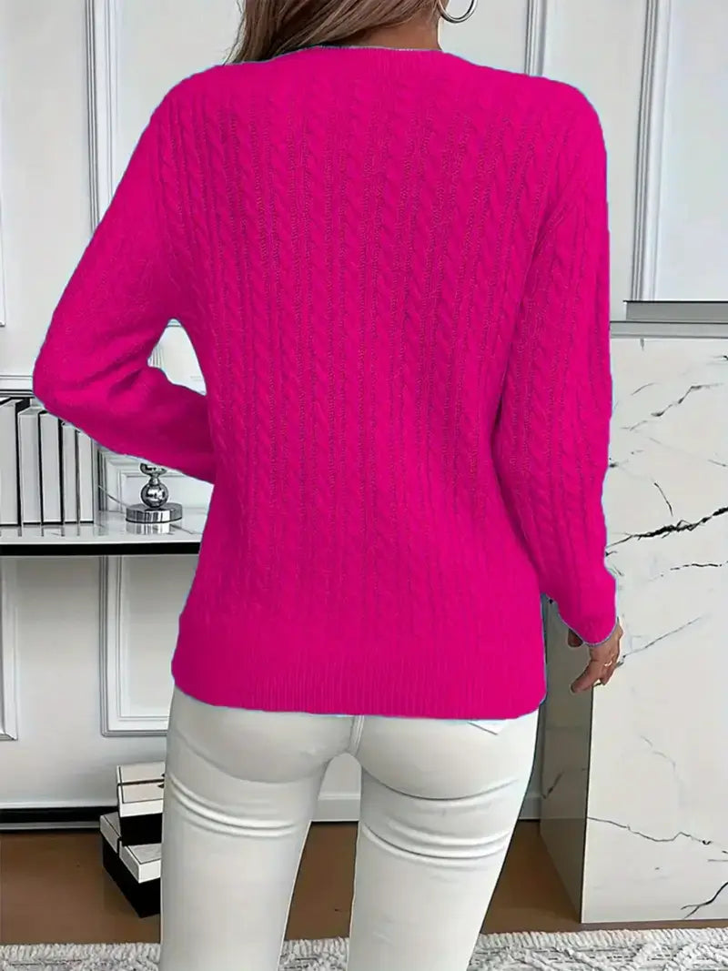 Cozy Cable Knit Crew Neck Sweater