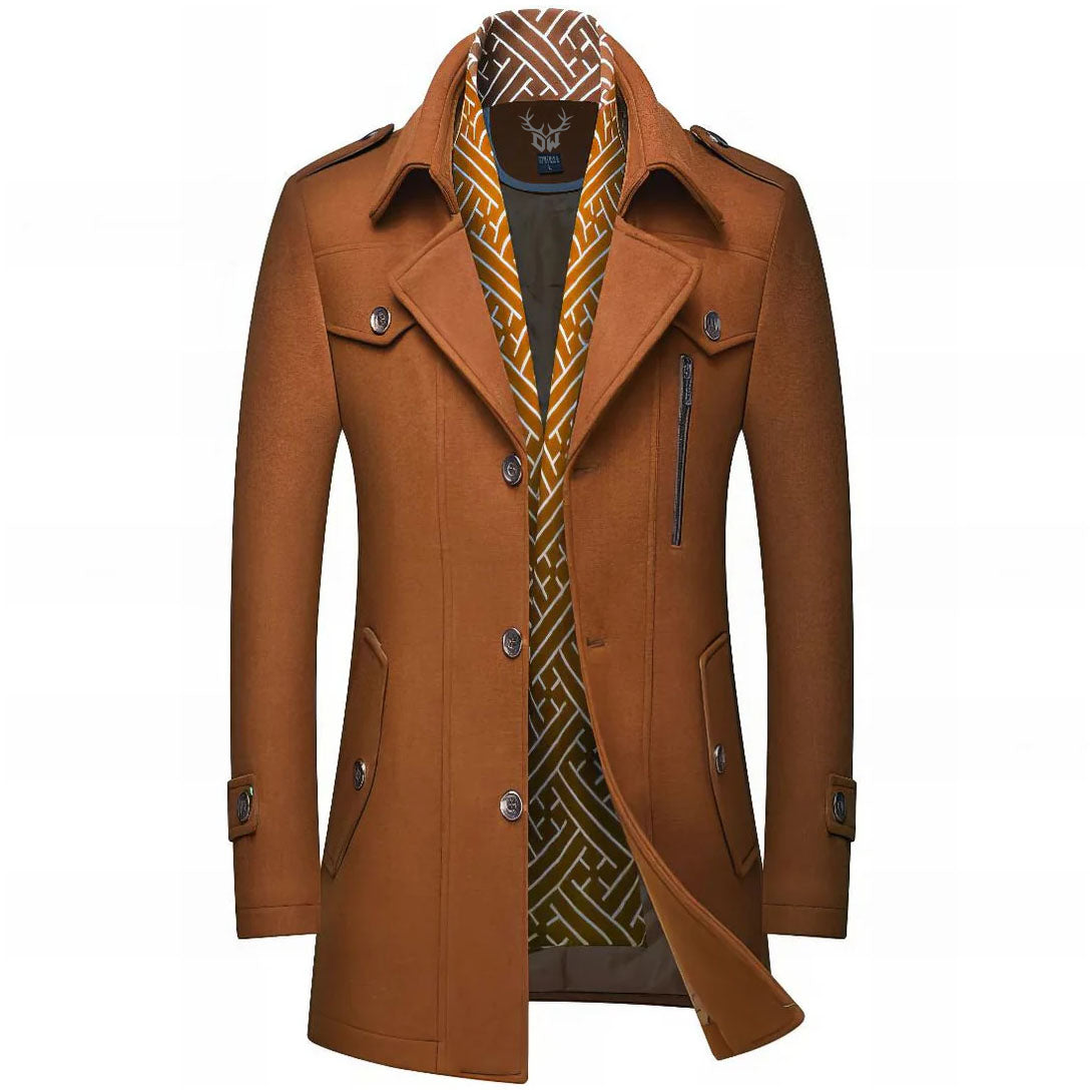 Men's Wool-Blend Tailored Overcoat in Camel
