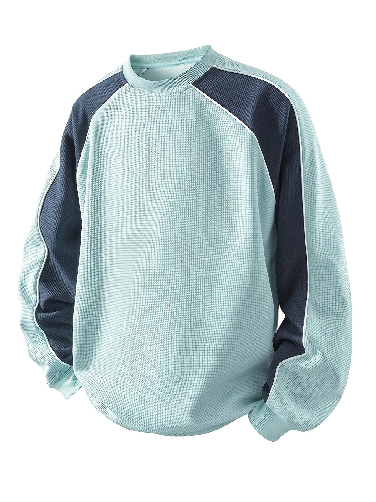 Sweatshirt Mens Round Neck Colour Block Soft Pullover Relaxed Fit