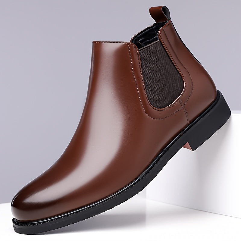 Chelsea Boots Mens Slip On Elastic Gusset Leather Look Classic
