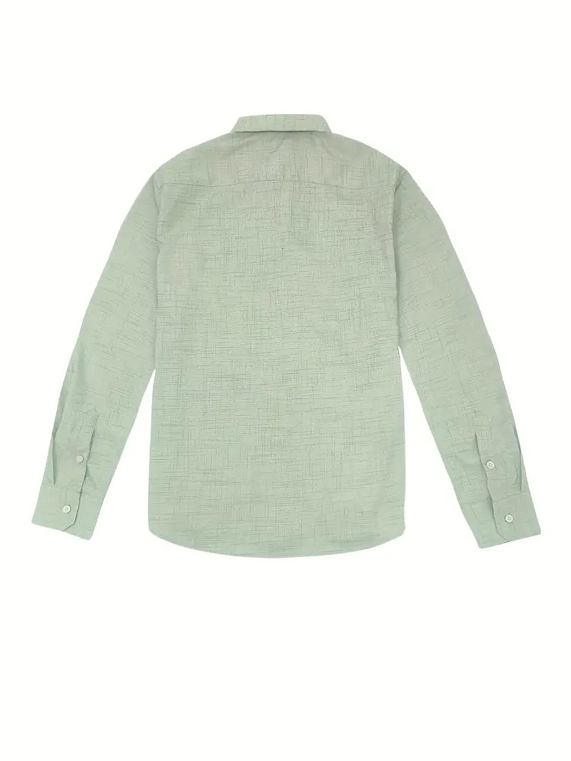 Button Up Shirt Mens Long Sleeve Tailored Fit with Contrast Collar and Cuffs