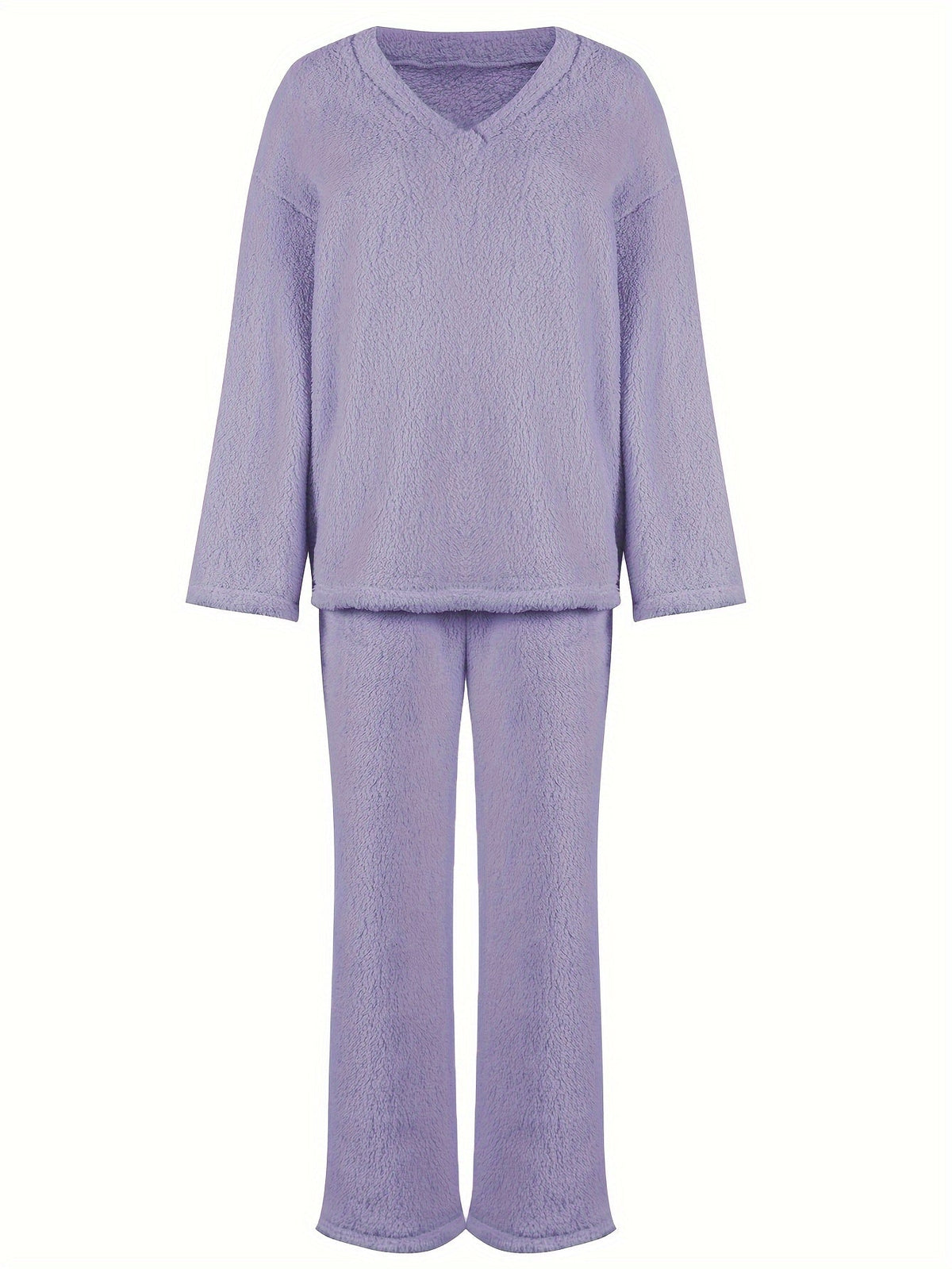 Lounge Set Womens Two Piece V Neck Top Wide Leg Trouser Soft Knit