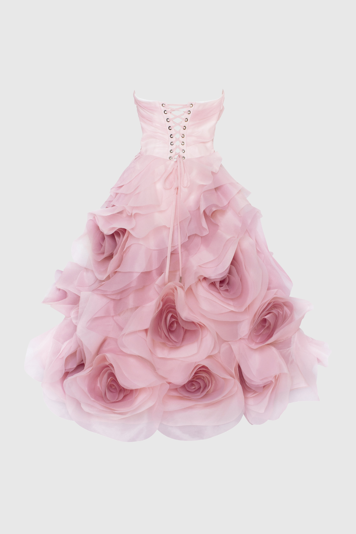 Strapless Floral Layered Midi Dress