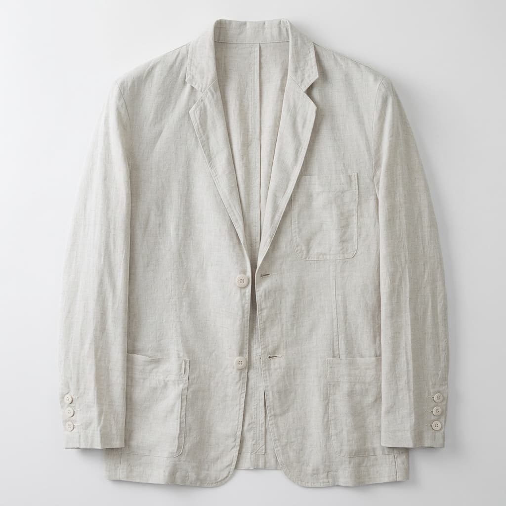 Linen Blazer Mens Unstructured Notch Lapel Patch Pockets