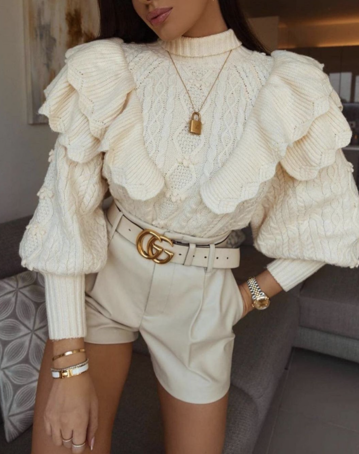 Floral Embroidered Chunky Knit Sweater