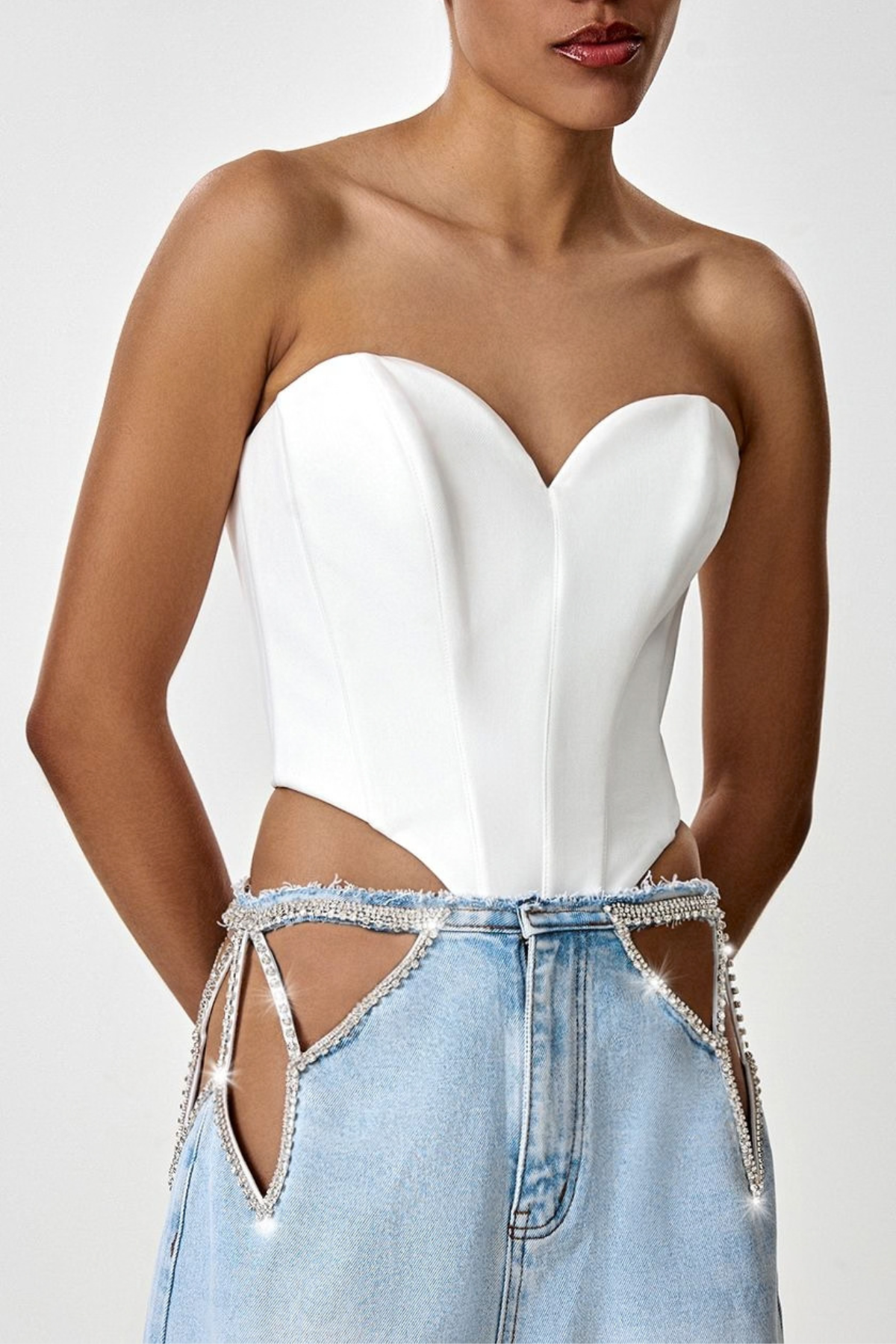 Crystal Butterfly Cutout Jeans