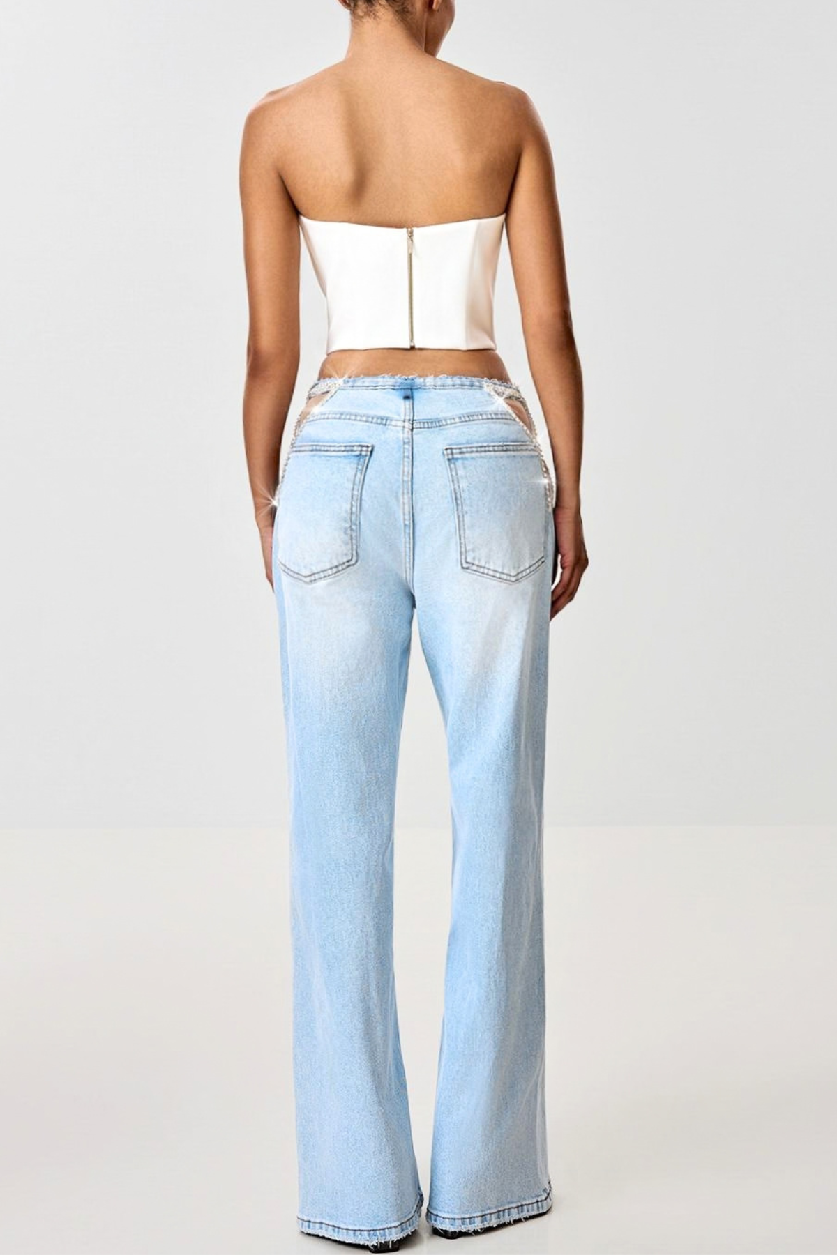Crystal Butterfly Cutout Jeans