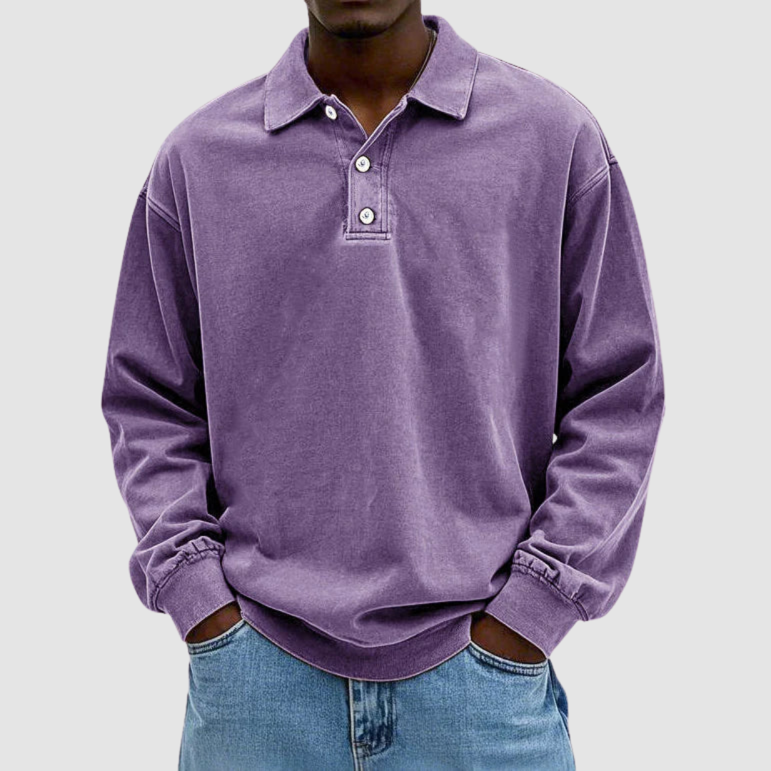 Men's Classic Cotton Long Sleeve Shirt in Purple