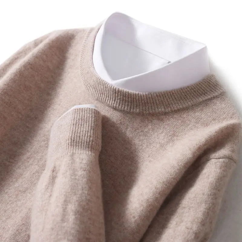 Ribbed Trim Cashmere Blend Knit Sweater for Men