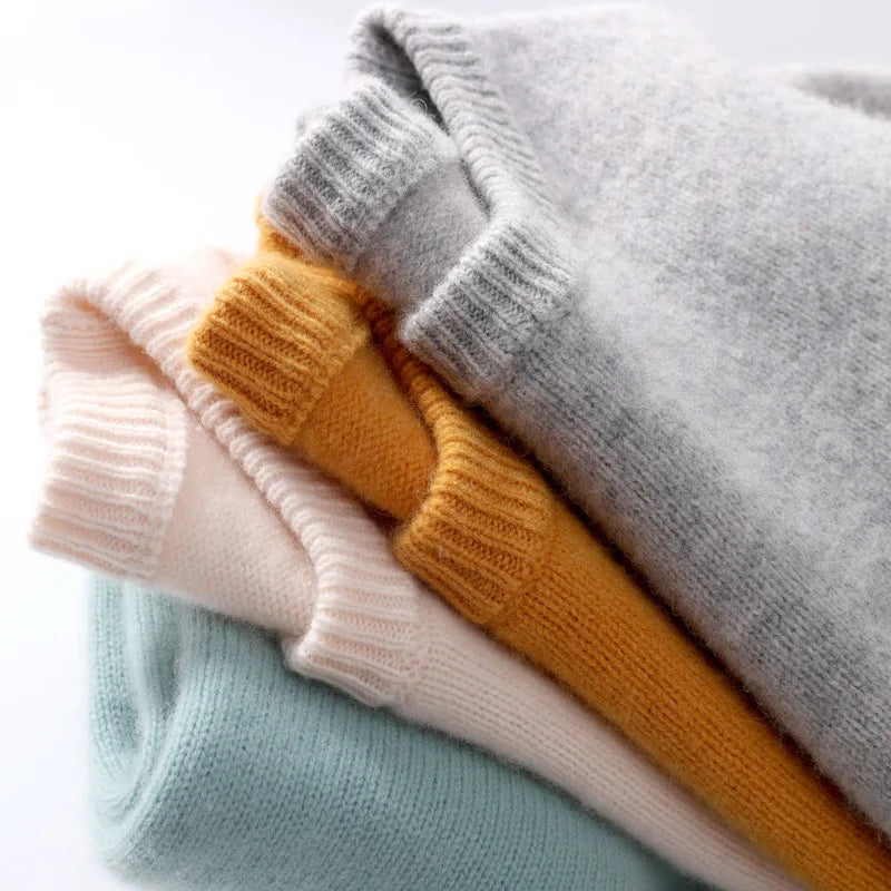 Ribbed Trim Cashmere Blend Knit Sweater for Men