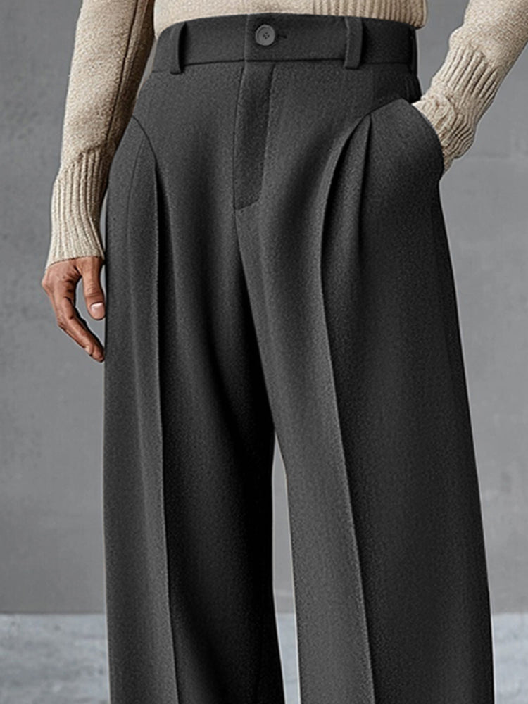Men's Pleated Wide-Leg Trousers