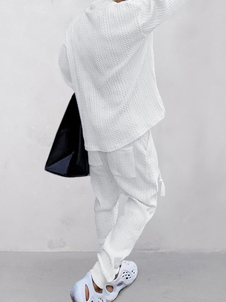 Men's Cable Jacquard V-Neck Lounge Set