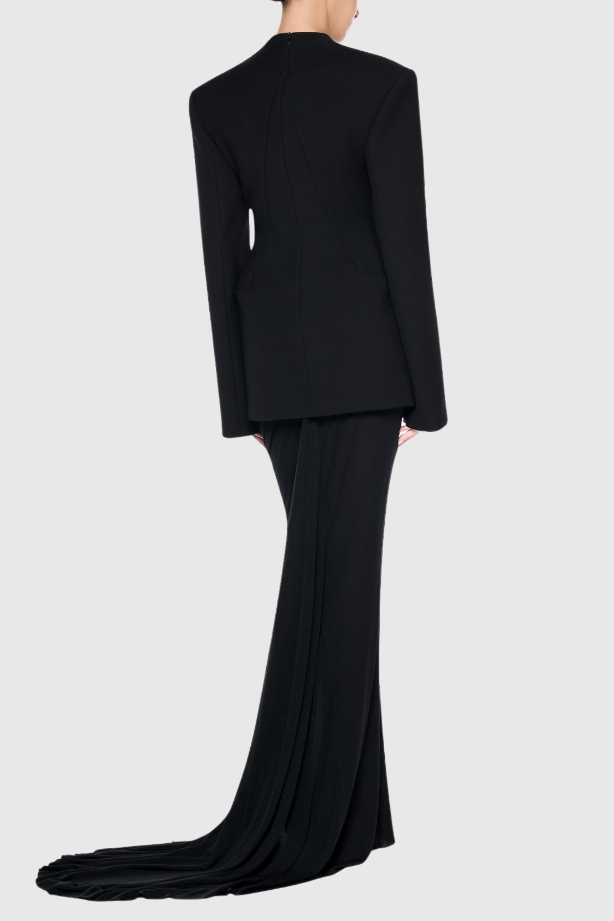 Metal Embellished Blazer & Maxi Skirt Set, Black