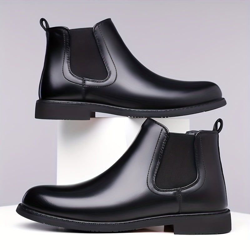Chelsea Boots Mens Slip On Elastic Gusset Leather Look Classic