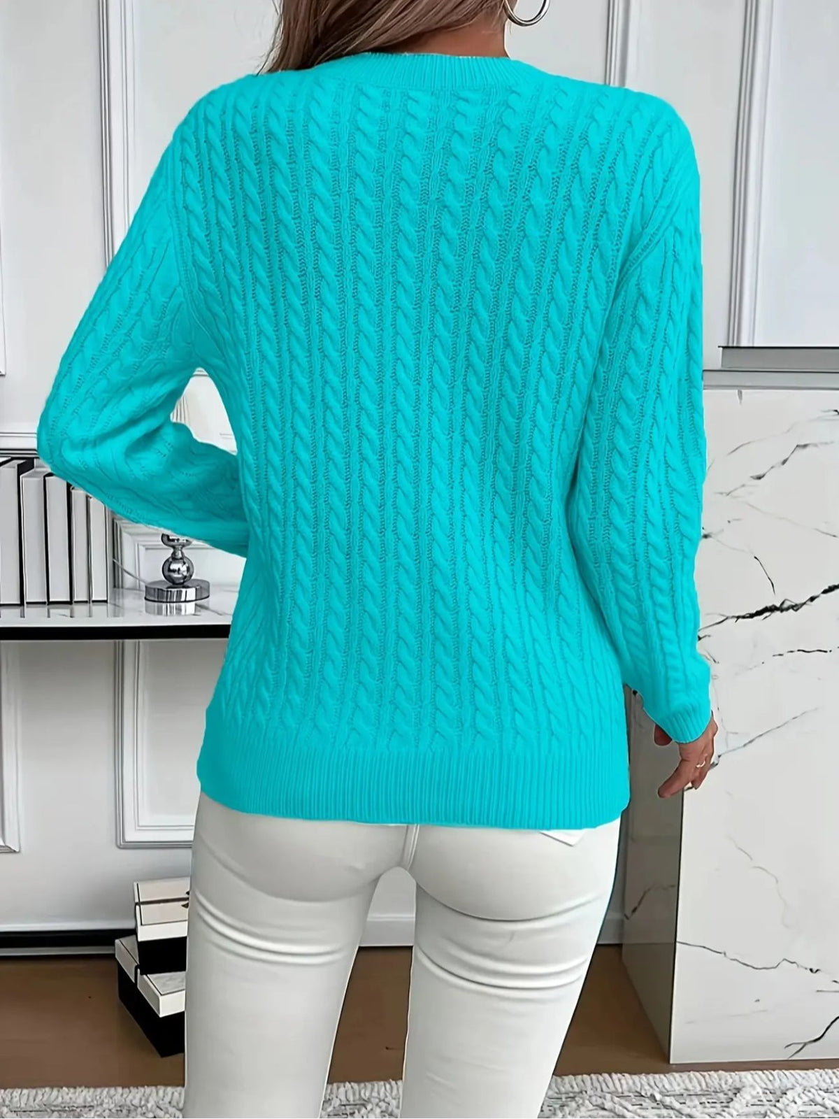 Cozy Cable Knit Crew Neck Sweater