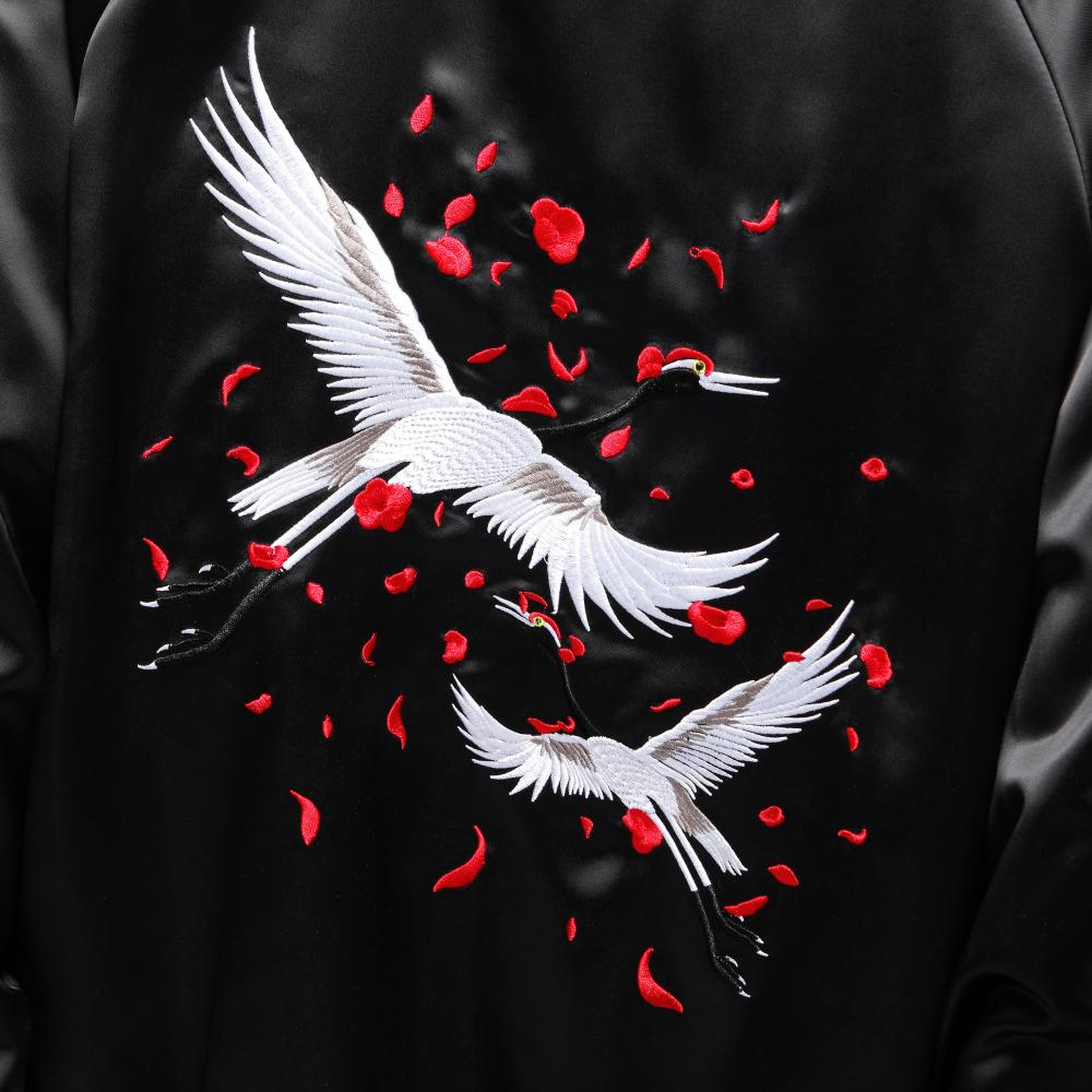 Flying Cranes Embroidered Souvenir Jacket