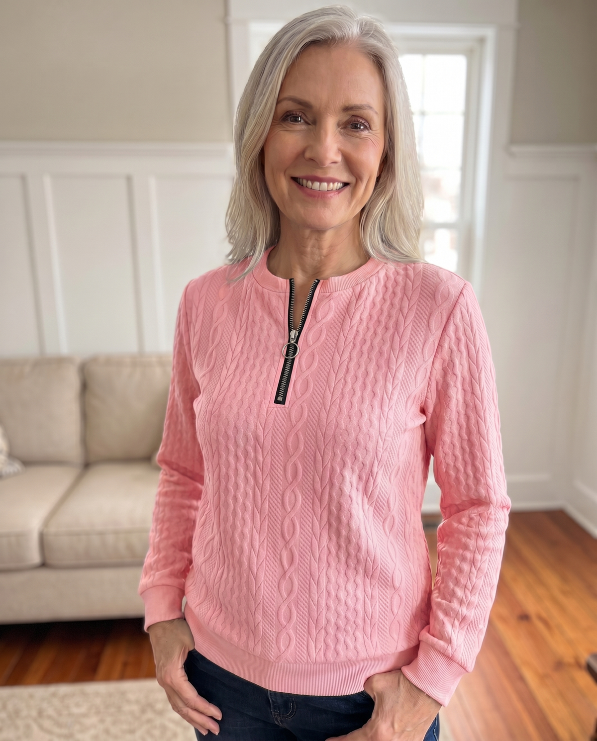 Women's Textured Quarter-Zip Sweatshirt