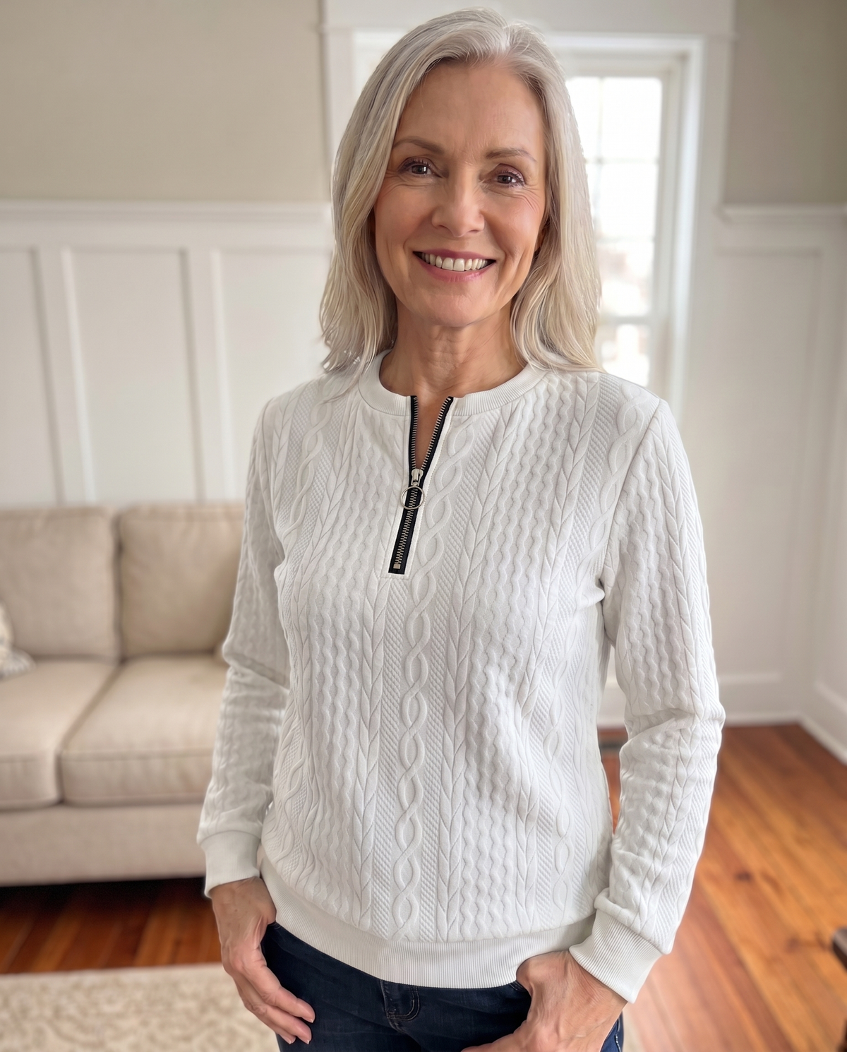 Women's Textured Quarter-Zip Sweatshirt