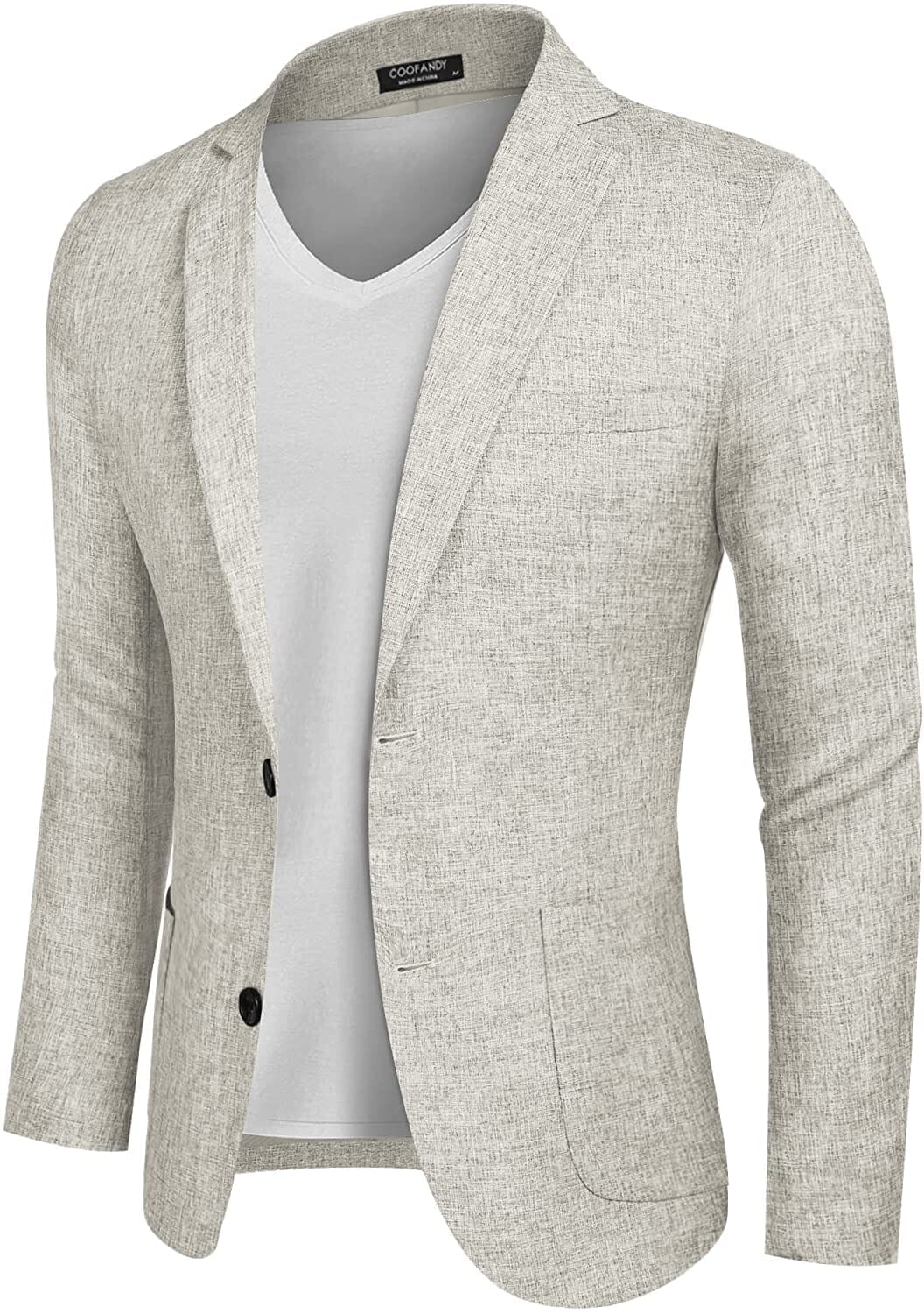 Men's Lightweight Linen-Look Two-Button Blazer in Misty grey
