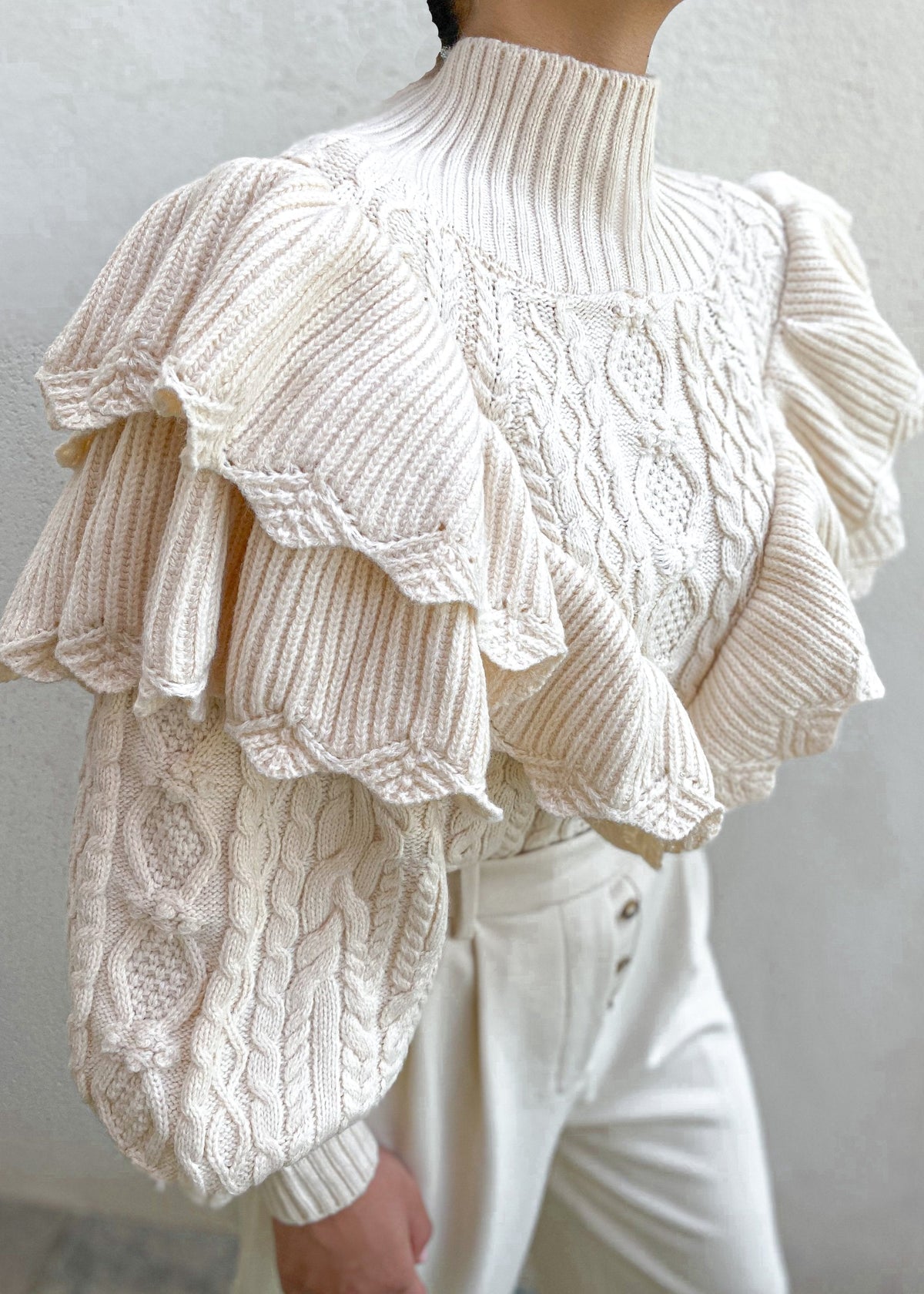 Floral Embroidered Chunky Knit Sweater
