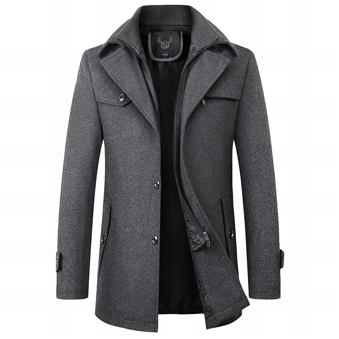 Men's Wool-Blend All-Season Coat in Charcoal Gray