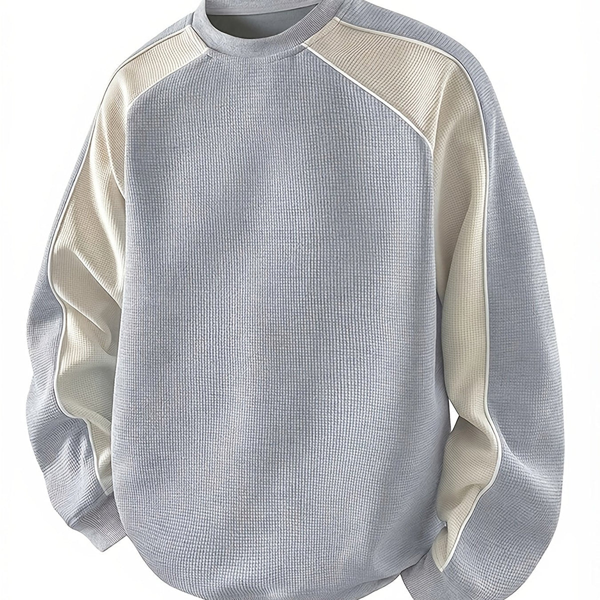 Sweatshirt Mens Round Neck Colour Block Soft Pullover Relaxed Fit