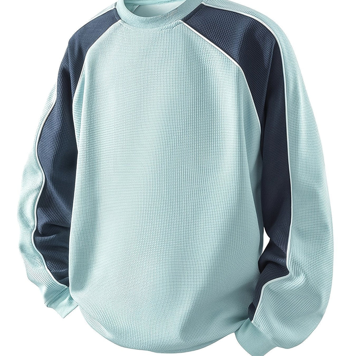 Sweatshirt Mens Round Neck Colour Block Soft Pullover Relaxed Fit