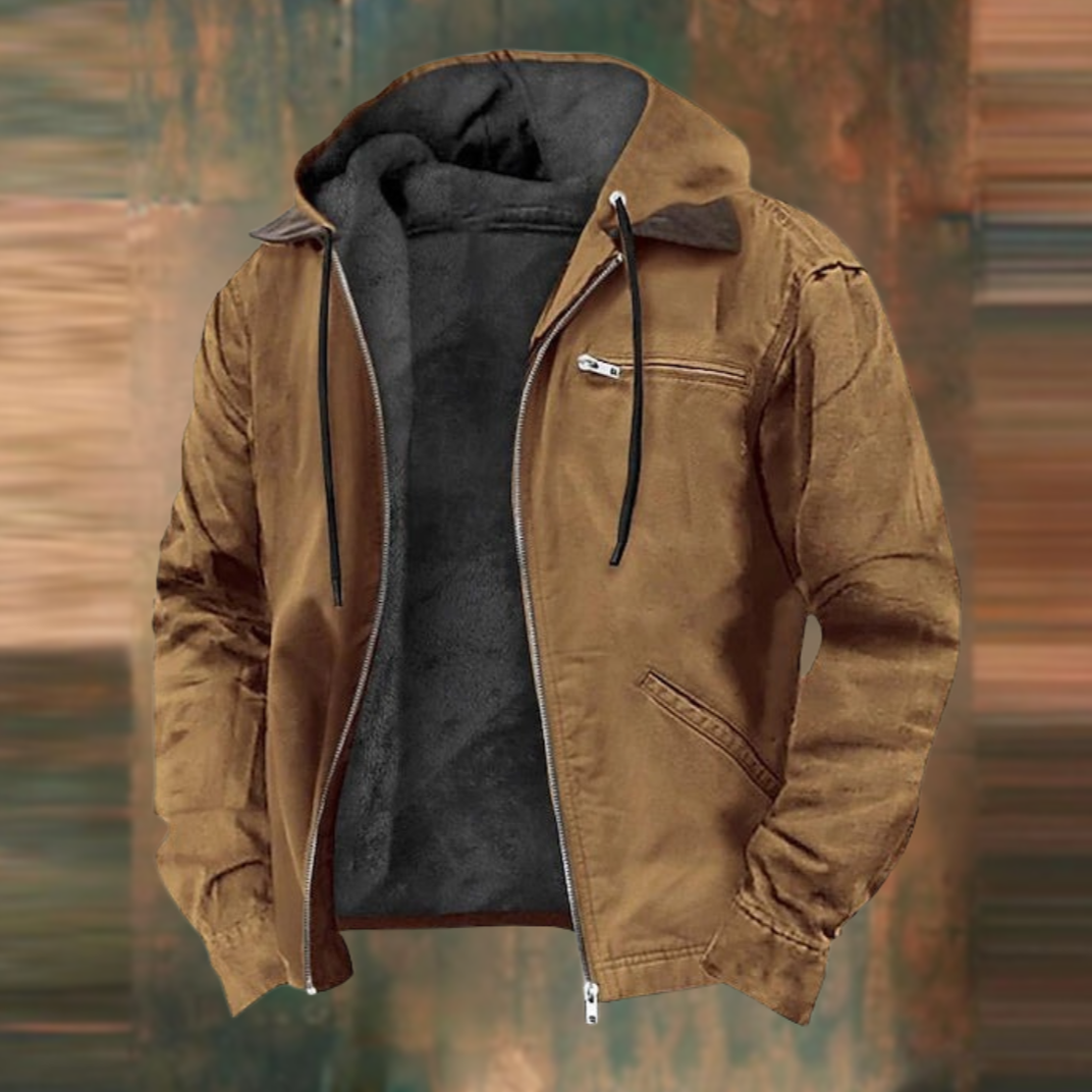 Men's Classic Cotton Field Coat in Brown