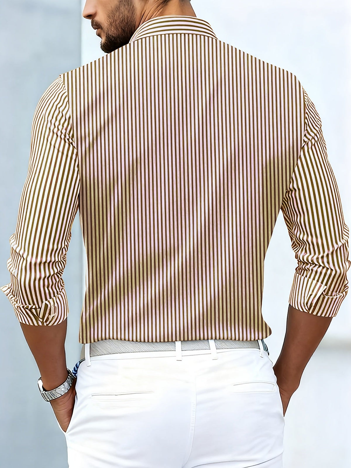 Men's Vintage Striped Long Sleeve Shirt