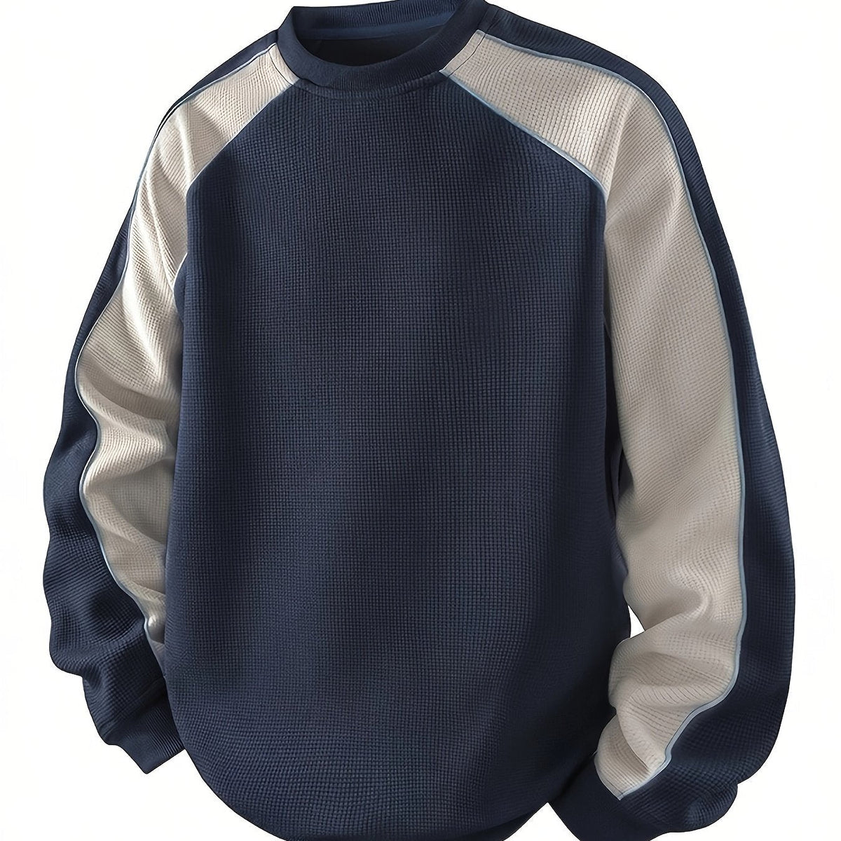 Sweatshirt Mens Round Neck Colour Block Soft Pullover Relaxed Fit