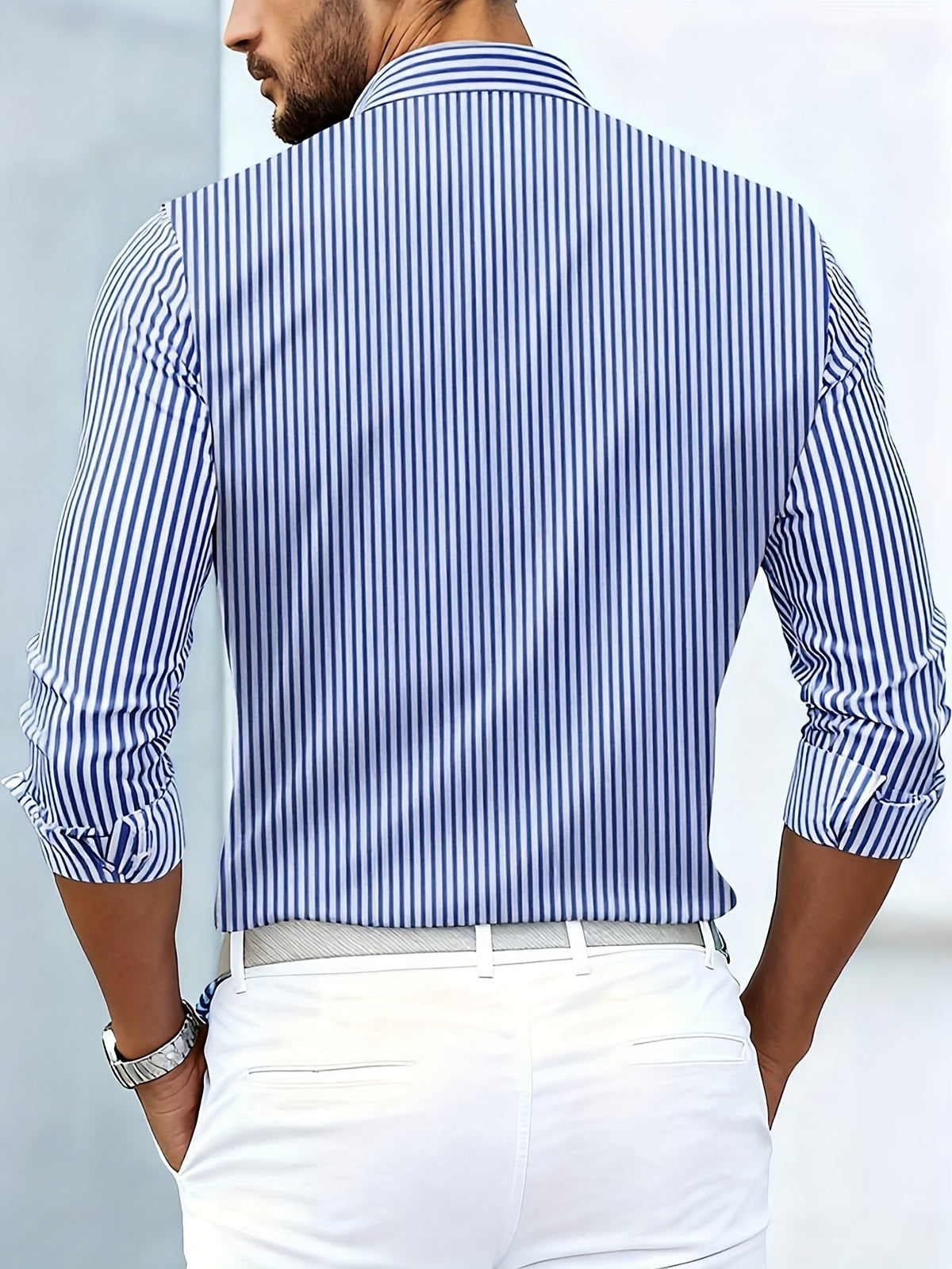 Men's Vintage Striped Long Sleeve Shirt