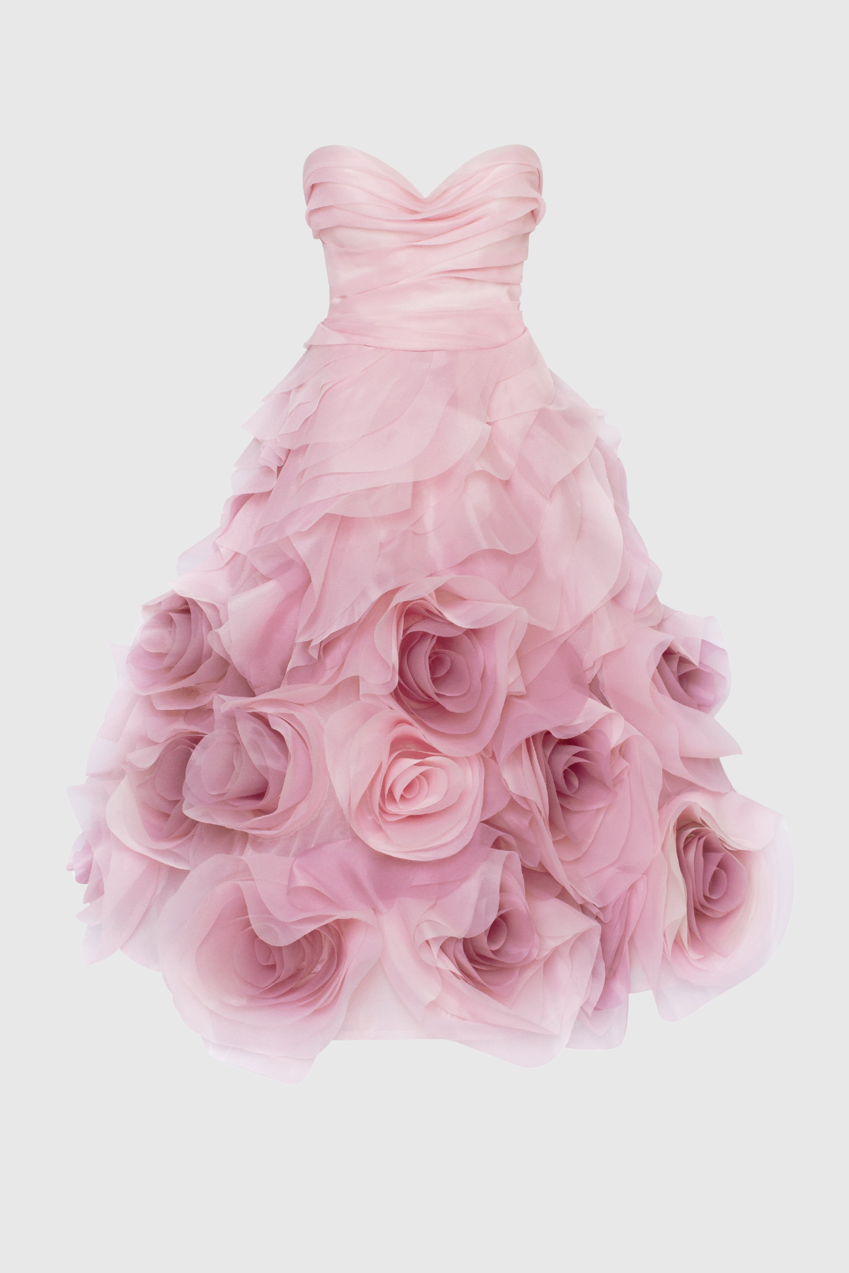 Strapless Floral Layered Midi Dress