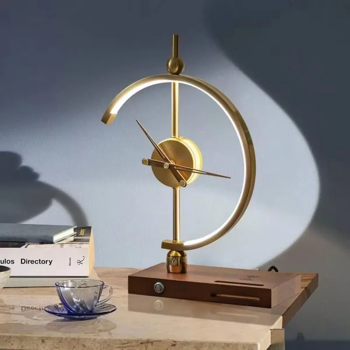 Clock Table Lamp with Wireless Charging