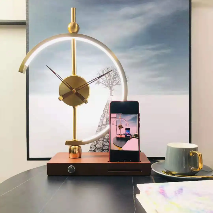 Clock Table Lamp with Wireless Charging