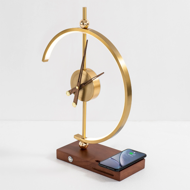 Clock Table Lamp with Wireless Charging