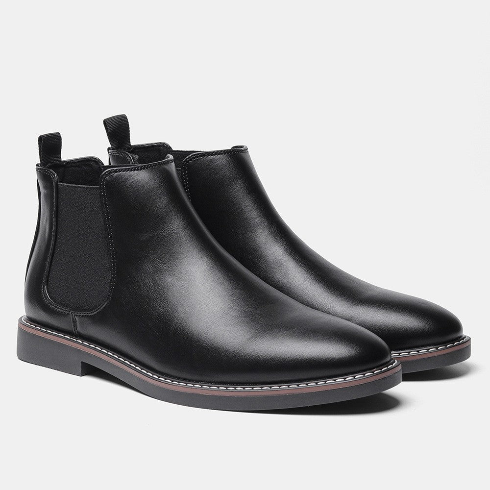 Welt Stitched Vegan Leather Chelsea Boots for Men