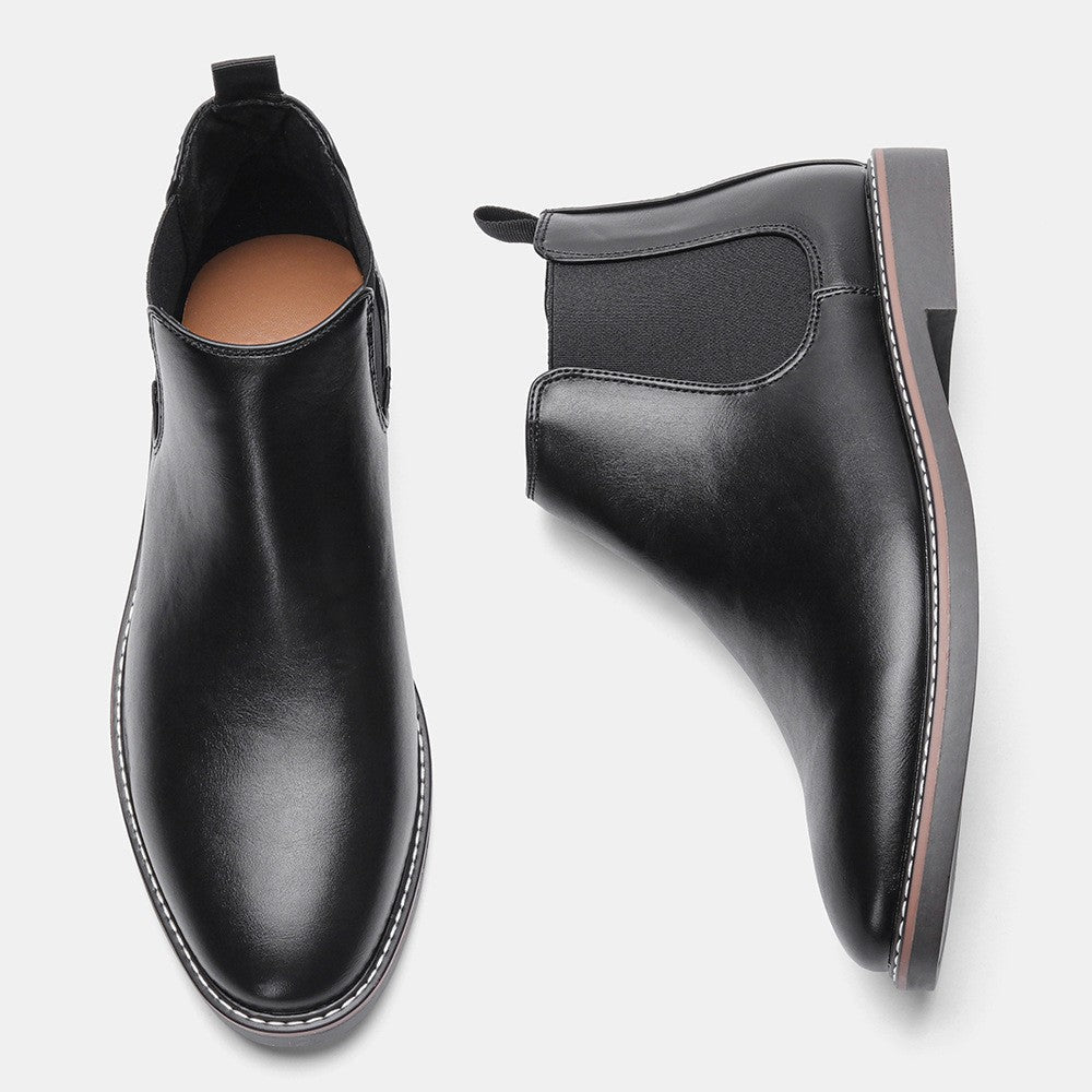 Welt Stitched Vegan Leather Chelsea Boots for Men