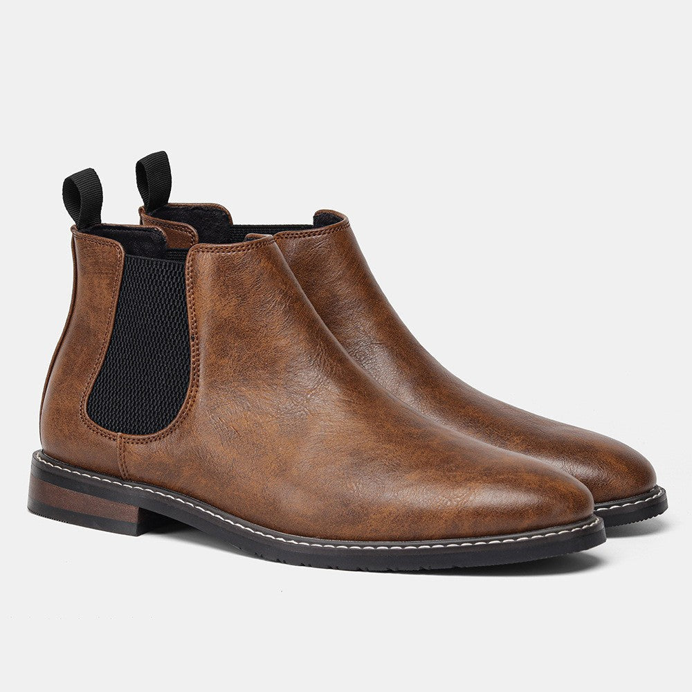 Welt Stitched Vegan Leather Chelsea Boots for Men