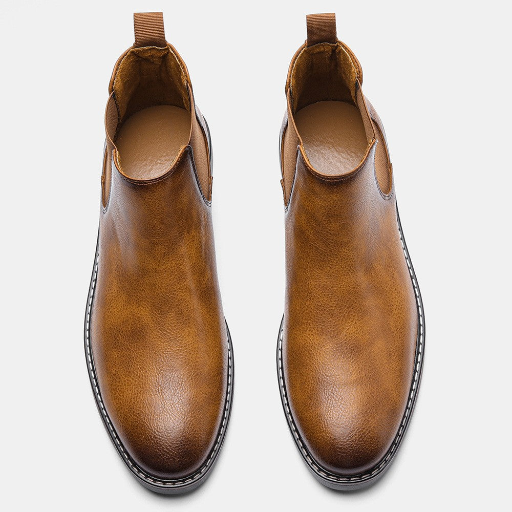 Welt Stitched Vegan Leather Chelsea Boots for Men