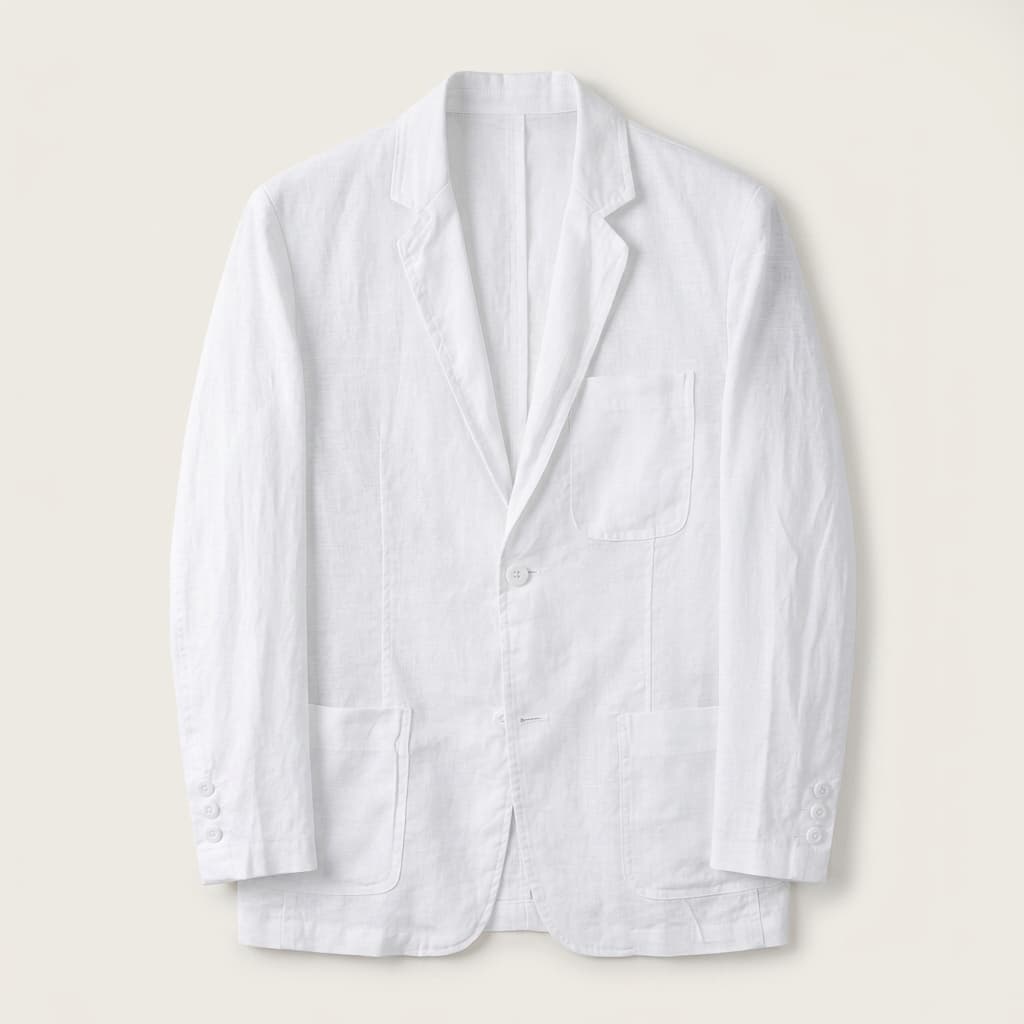 Linen Blazer Mens Unstructured Notch Lapel Patch Pockets