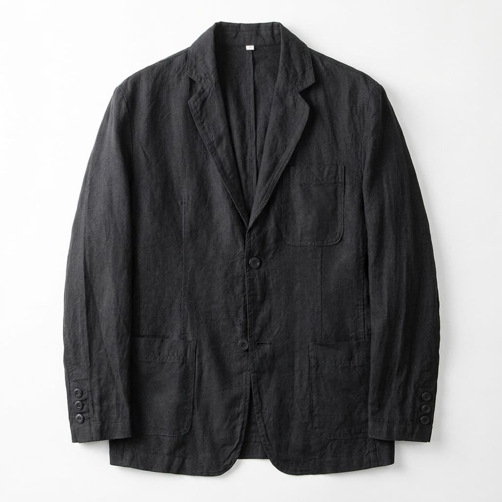 Linen Blazer Mens Unstructured Notch Lapel Patch Pockets