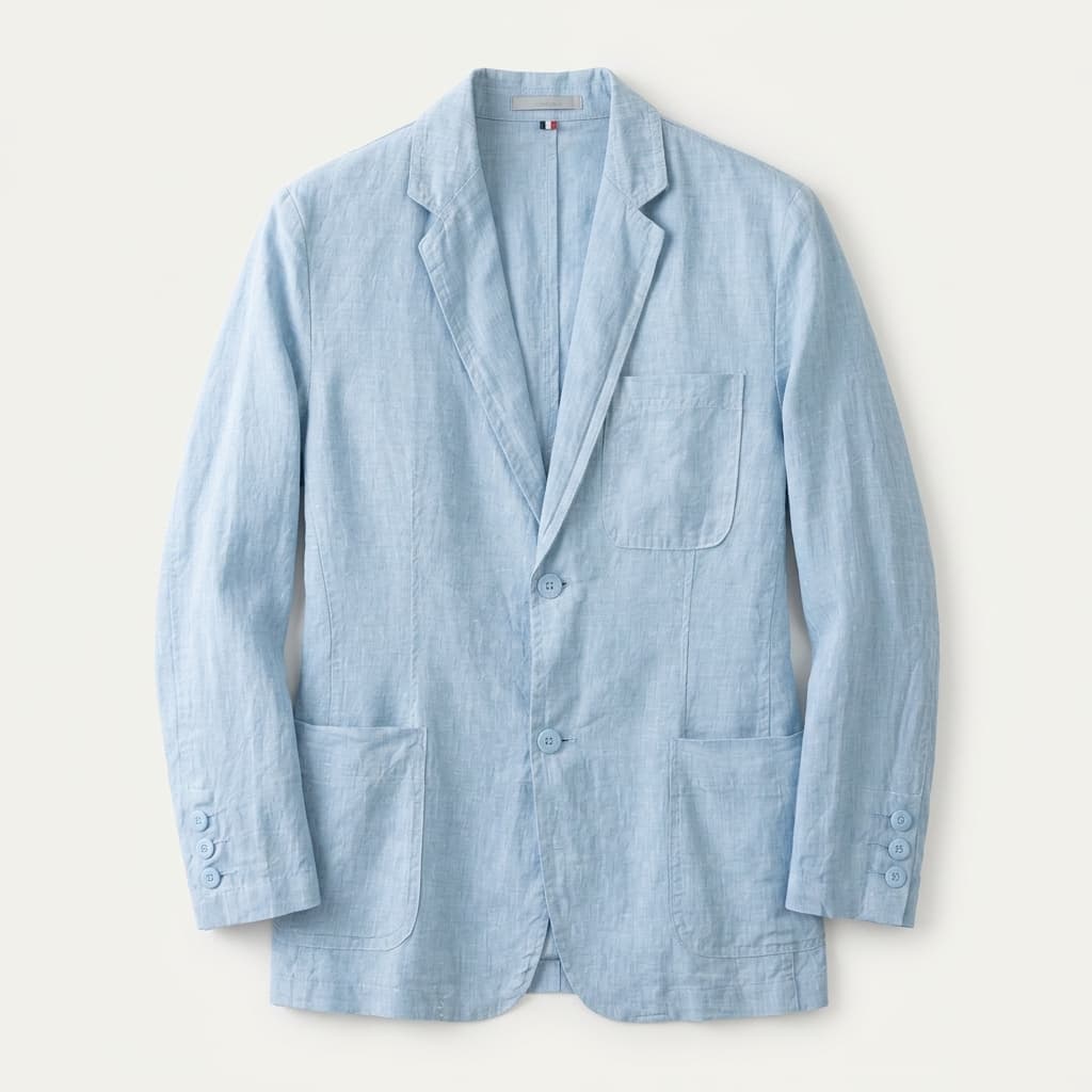 Linen Blazer Mens Unstructured Notch Lapel Patch Pockets