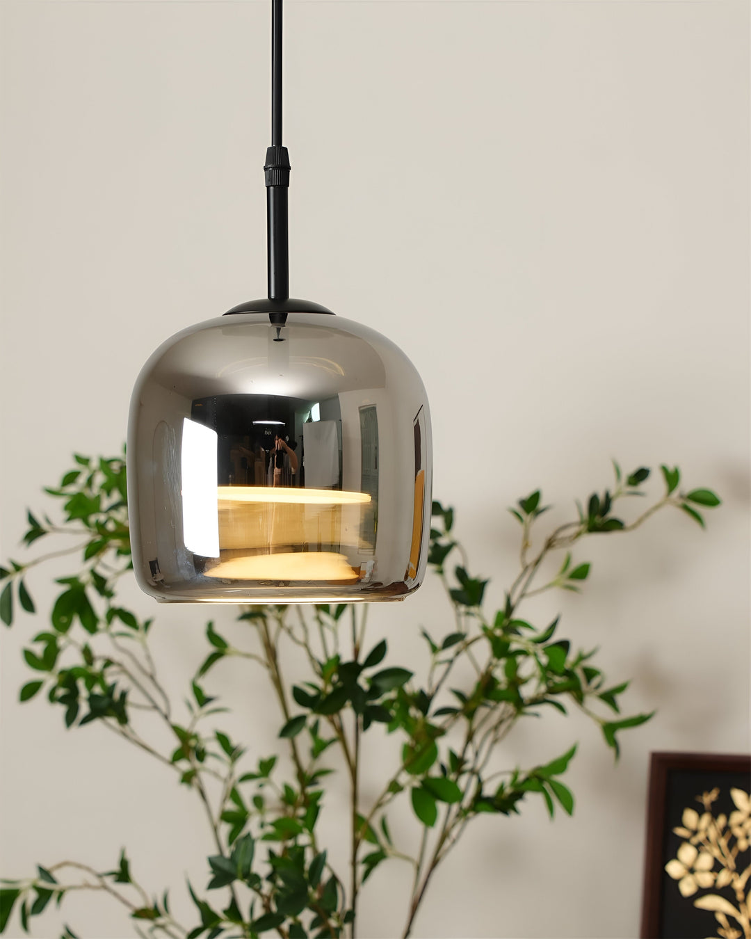 Black Gray Glass Pendant Light - Indoor Hanging Lamp