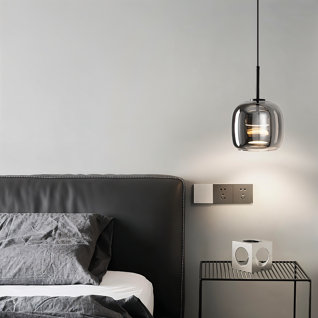 Black Gray Glass Pendant Light - Indoor Hanging Lamp