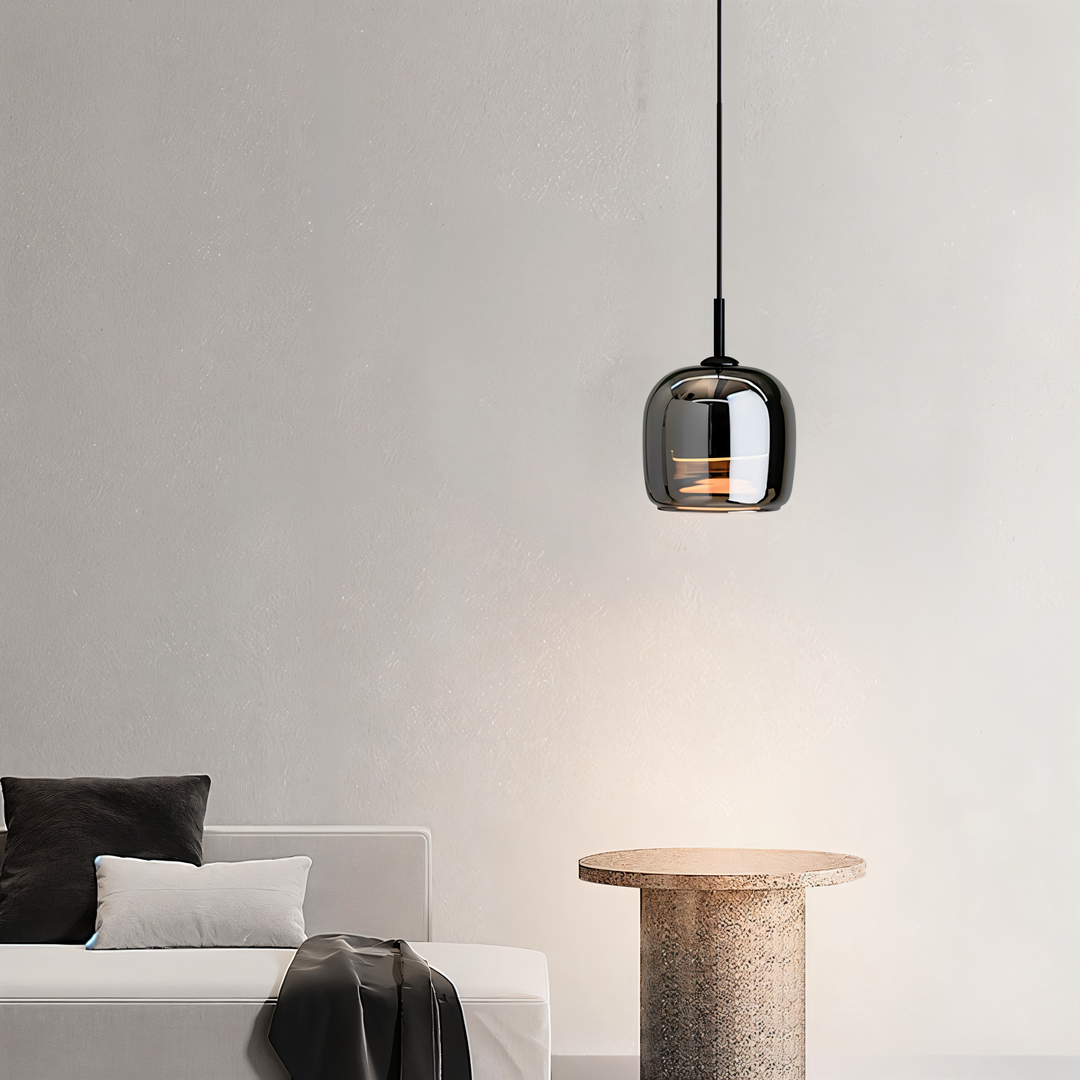 Black Gray Glass Pendant Light - Indoor Hanging Lamp