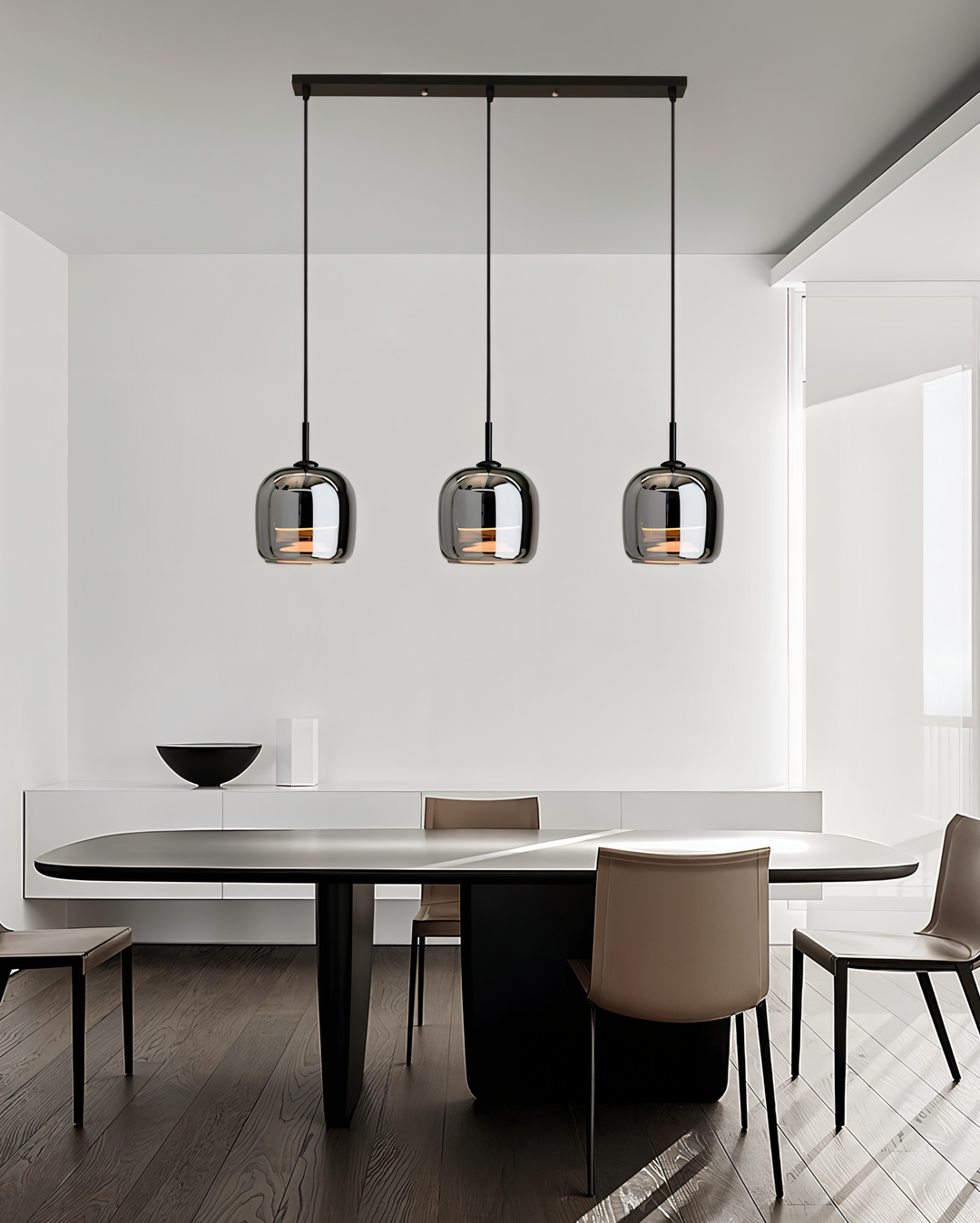 Black Gray Glass Pendant Light - Indoor Hanging Lamp