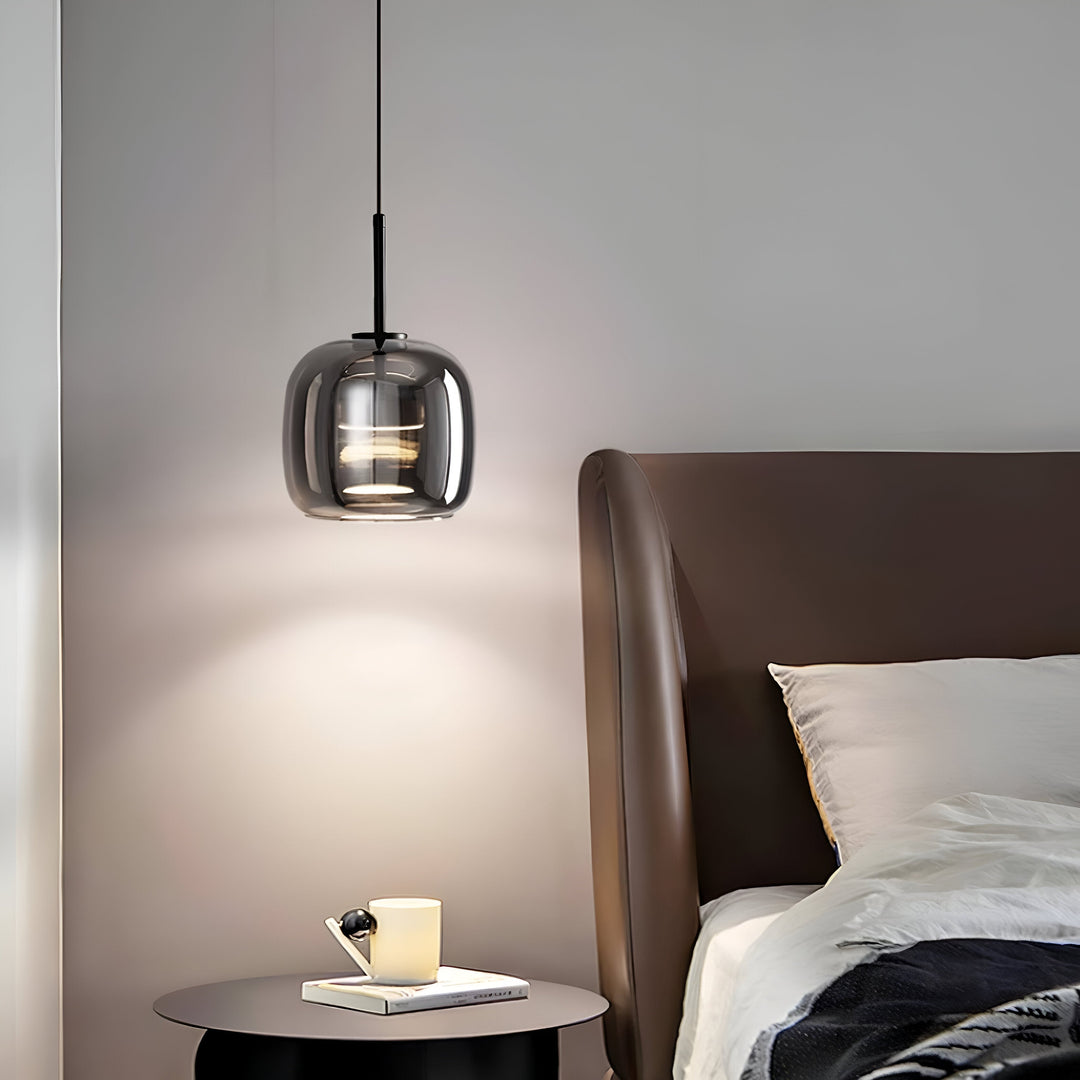 Black Gray Glass Pendant Light - Indoor Hanging Lamp