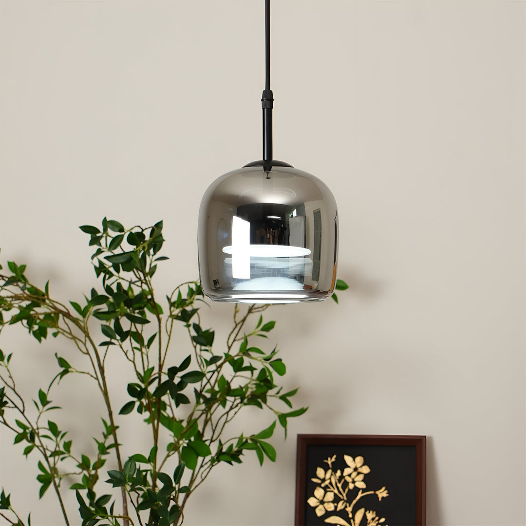 Black Gray Glass Pendant Light - Indoor Hanging Lamp